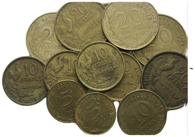  Frankreich, 13 Kleinmünzen   