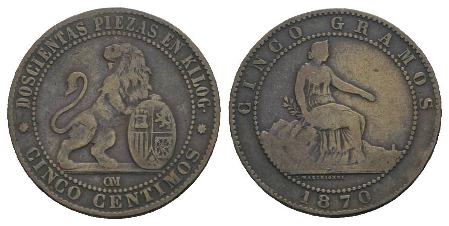  Spanien, 1 Kleinmünze 1870   
