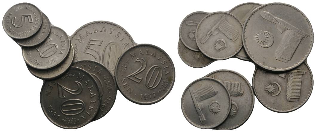  Malaysia, 8 Kleinmünzen   