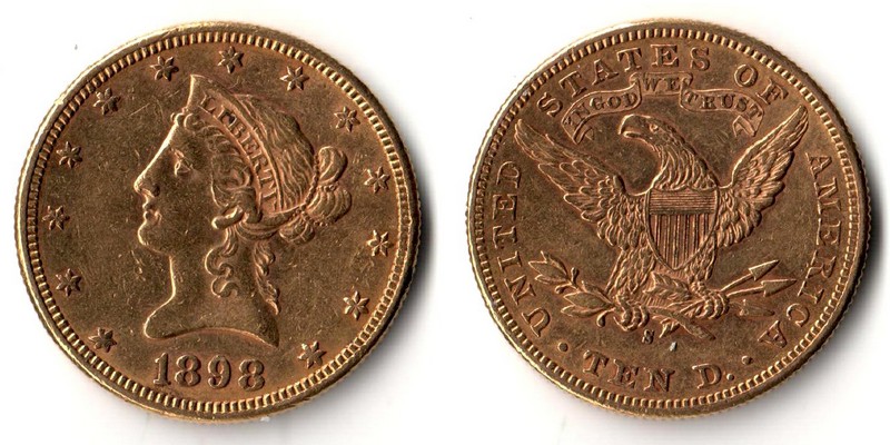 USA  10 Dollar  1898 MM-Frankfurt Feingold: 15,05g Eagle - Kopf mit Krone  