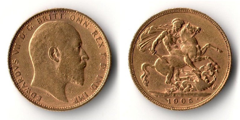 Grossbritannien  Sovereign  1905 MM-Frankfurt Feingold: 7,32g Edward VII  