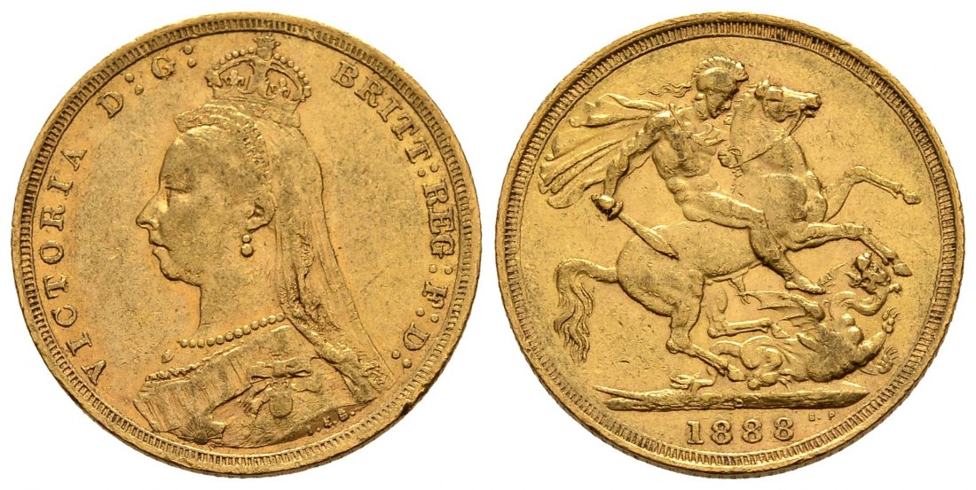 PEUS 2193 Grossbritannien / Australien 7,32 g Feingold.Victoria (1837 - 1901) Sovereign GOLD 1888 S Sydney Sehr schön