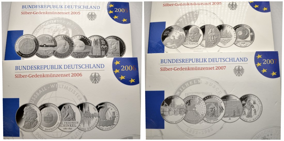 PEUS 2190 BRD Insg. 210,00 Euro. In Originalverpackung 10 Euro Gedenkmünzen-Lot(21 Münzen) 2005 - 2008 Spiegelglanz
