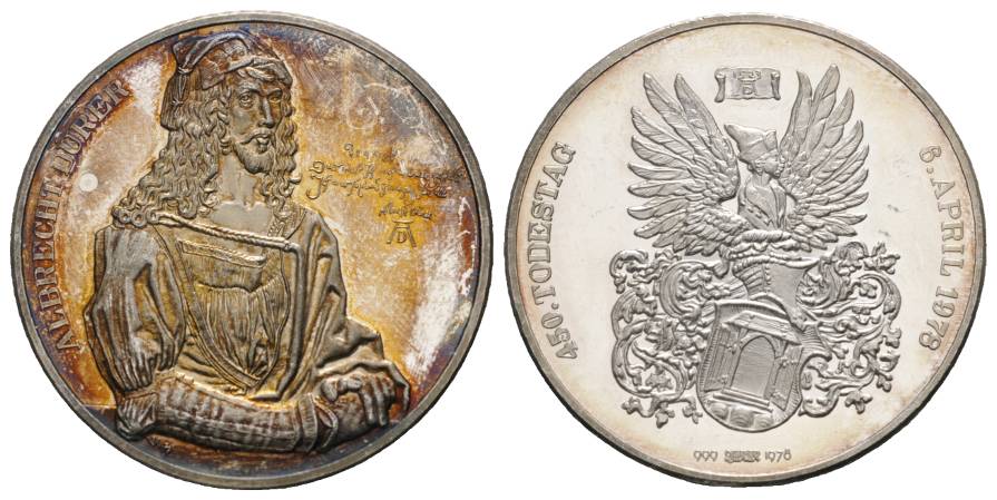  Medaille; Albrecht Dürer, 450. Todestag 8. April 1978; AG 999; 34,98 g, Ø 40 mm   