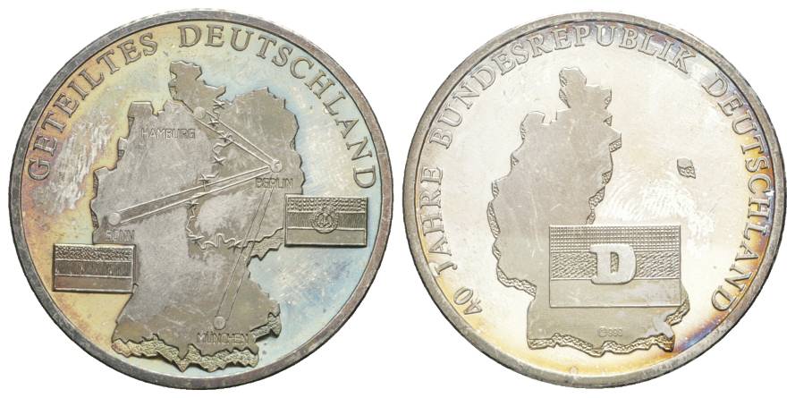  Medaille; Geteiltes Deutschland - 40 Jahre Bundesrepublik Deutschland; AG 999; 19,23 g, Ø 40 mm   