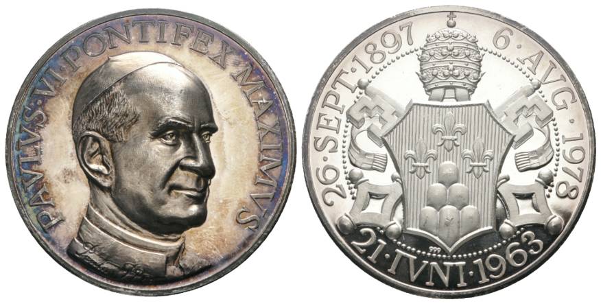  Medaille 1963; Paulus VI Pontifex Maximus; AG 999; 51,74 g, Ø 50 mm   