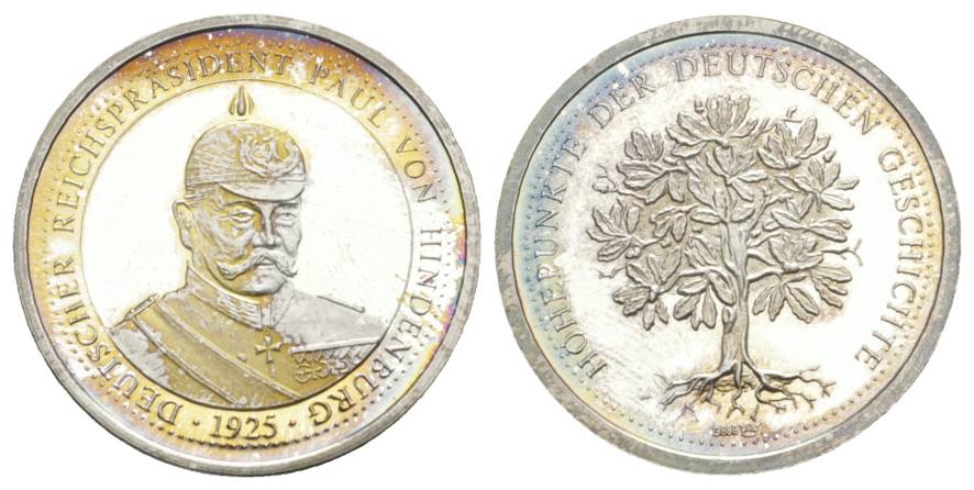  Medaille 1925; Hindenburg; AG 999; 8,51 g, Ø 30 mm   
