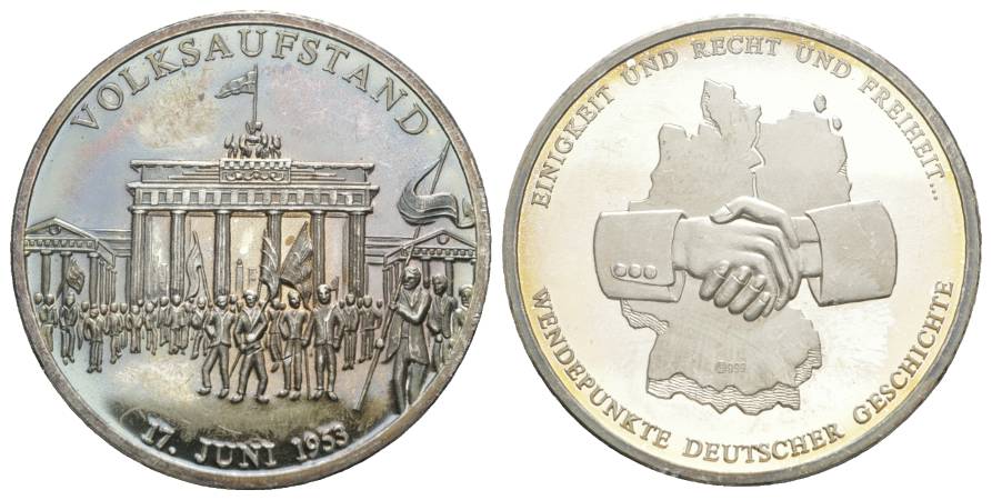  Medaille; Volksaufstand 17. Juni 1953 - Wendepunkte Deutscher Geschichte; AG 999; 20,1 g, Ø 40 mm   