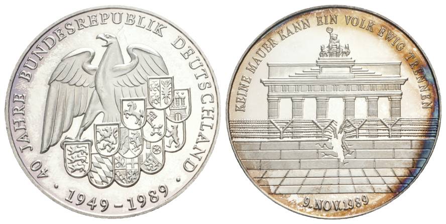  Medaille, 40 Jahre Bundesrepublik Deutschland; AG 999; 20 g, Ø 40 mm   