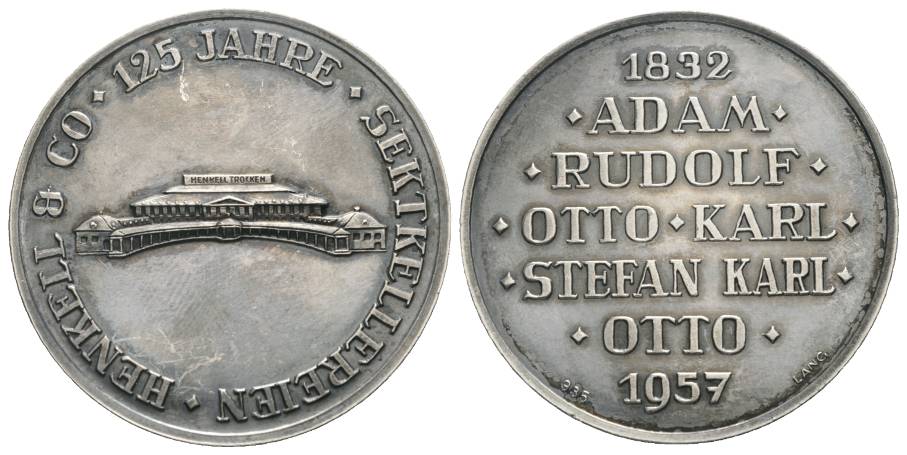  Medaille 1957; 125 Jahre Sektkellereien Henkell; AG 935; 45,6 g, Ø 45 mm   