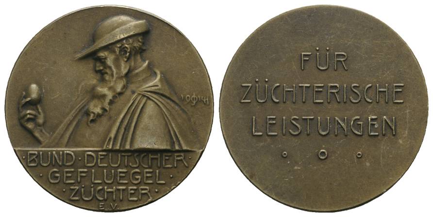  Bronzemedaille o.J.; Bund Deutscher Geflügelzüchter E.V. ; 23,17 g, Ø 39 mm   