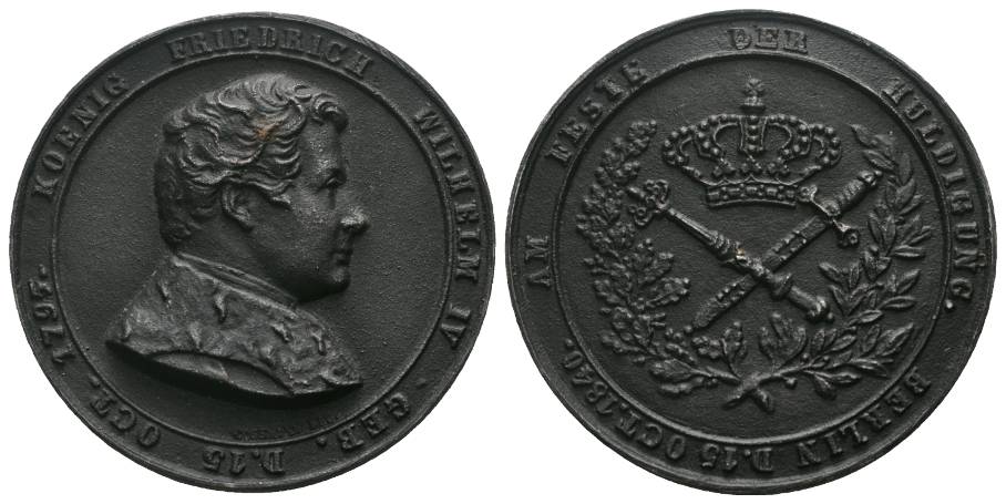  Friedrich Wilhelm IV, Eisenmedaille 1840; 31,6g, Ø 46 mm   