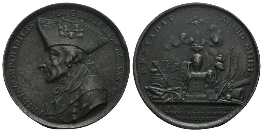  Preußen, Friedrich II; Eisenmedaille 1786; 17,86g, Ø 44 mm   