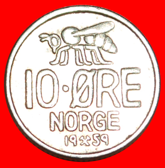  + HONEYBEE (1959-1973): NORWAY ★ 10 ORE 1959 MINT LUSTER! KEY DATE! LOW START ★ NO RESERVE!   