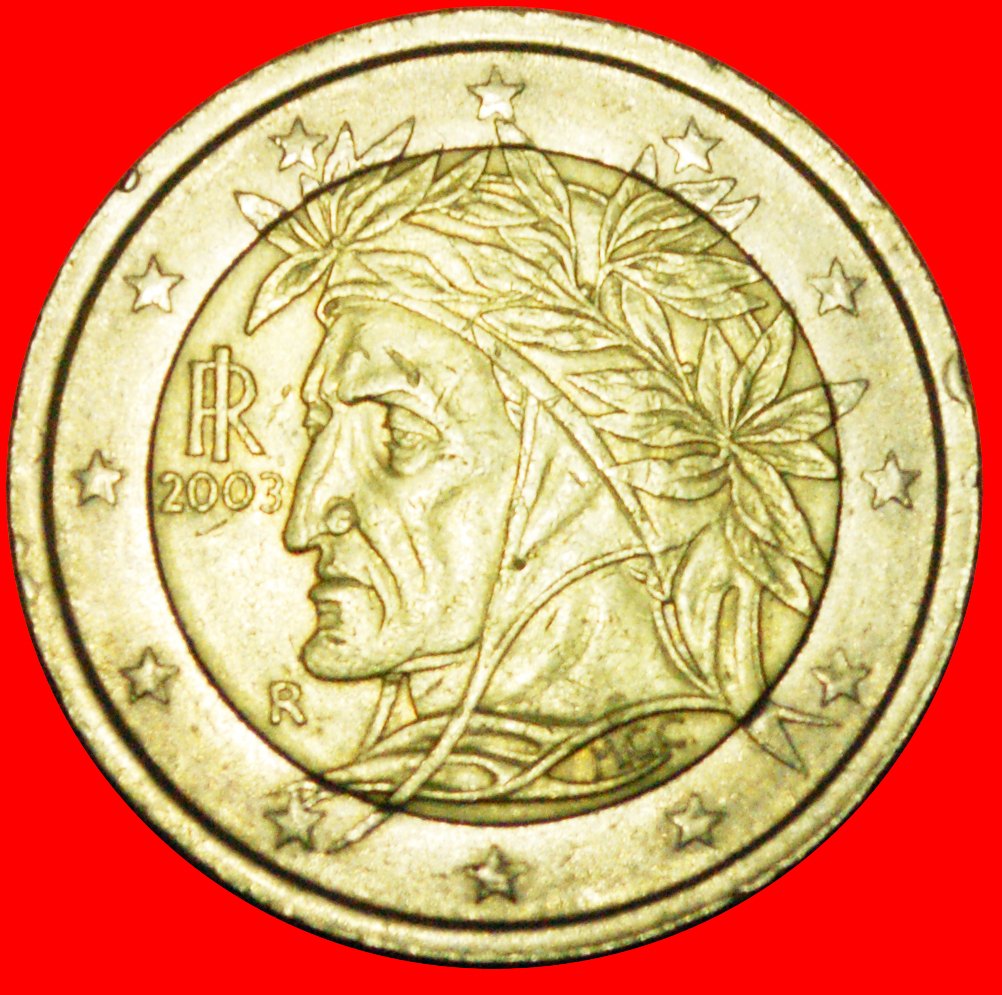  + PHALLISCHE TYP (2002-2007): ITALIEN ★ 2 EURO 2003! OHNE VORBEHALT! Dante Alighieri (1265-1321)   