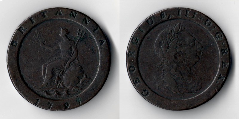  Großbritannien  2 Pence 1797   Britannia    FM-Frankfurt  Gewicht: 56,49g   