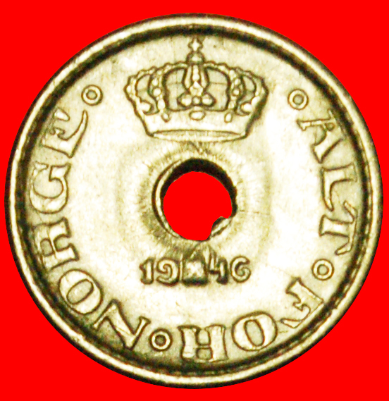  + ROSEN (1924-1951): NORWEGEN ★ 10 OERE 1946! OHNE VORBEHALT! Haakon VII. (1905-1957)   