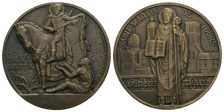  Frankreich - Saint Martin de Tours; Bronzemedaille o.J.; 93,25 g, Ø 58 mm   