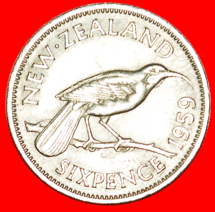  + GEKLEIDET KÖNIGIN (1955-1965): NEUSEELAND ★ 6 PENCE 1959! OHNE VORBEHALT!   