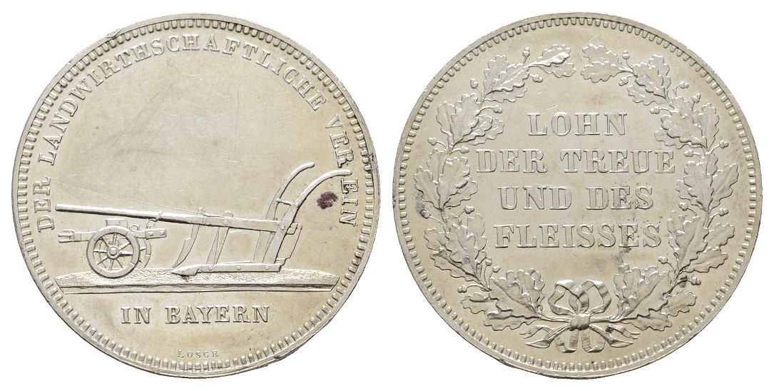  Linnartz Bayern Silbermedaille o.J.(Losch) landwirtschaftlicher Verein vz Gewicht:17,7g/800er   
