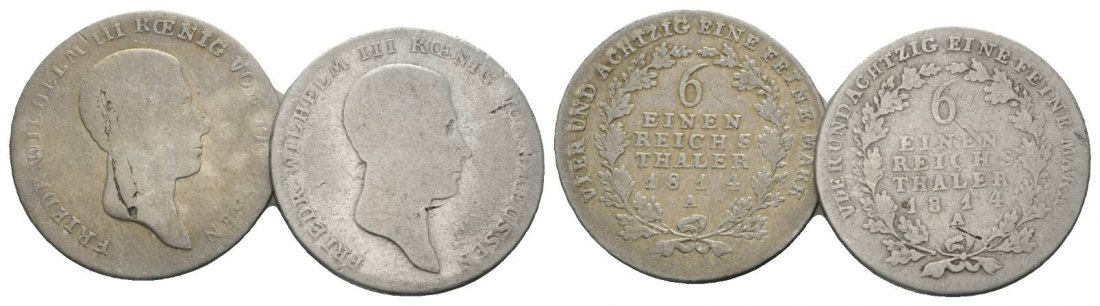 Preußen, 2 Kleinmünzen (1/6 Taler 1814)   