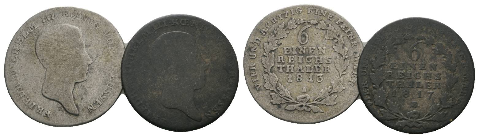  Preußen, 2 Kleinmünzen (1/6 Taler 1813/1817)   