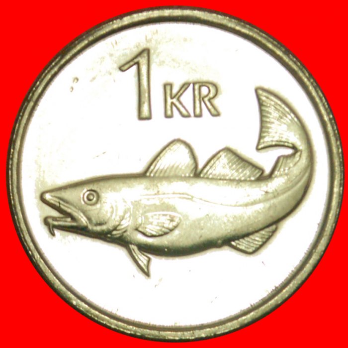 + GREAT BRITAIN FISH (1989-2011): ICELAND ★ 1 KRONE 2011 MINT LUSTER! LOW START ★ NO RESERVE!