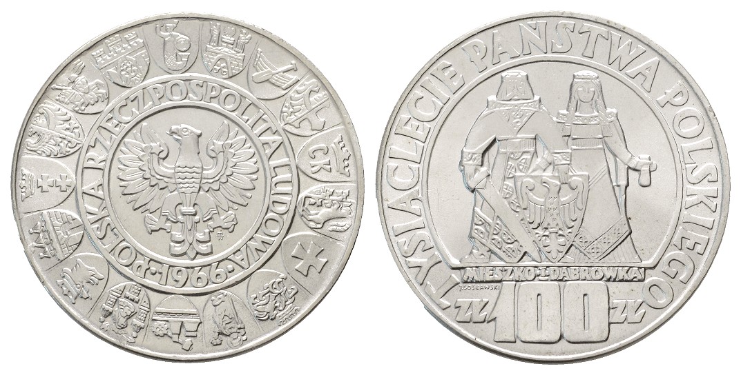  Linnartz Polen 100 Zloty 1966 stgl   