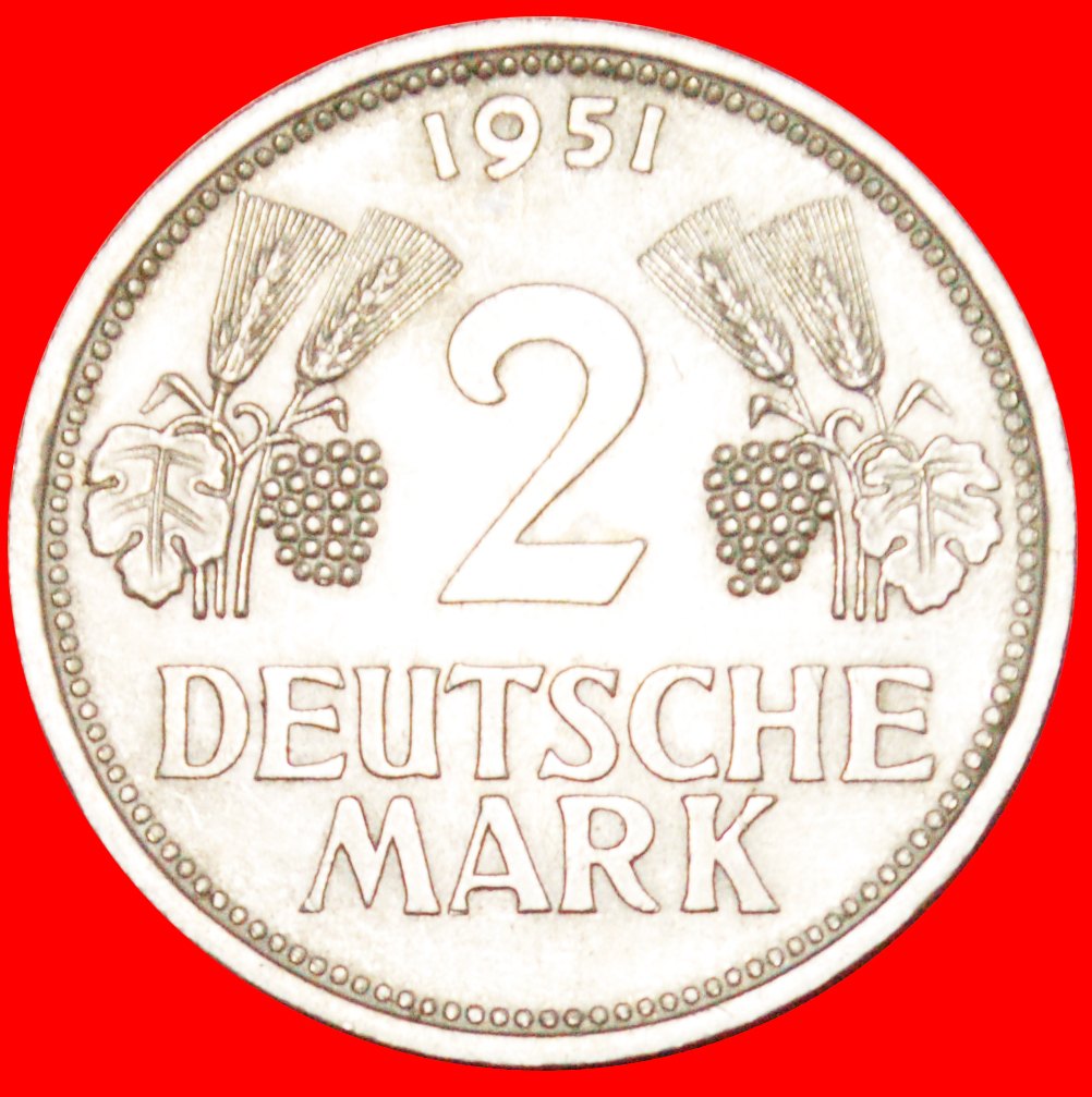  + SELTEN: DEUTSCHLAND ★ 2 MARK 1951D uSTG! OHNE VORBEHALT!   