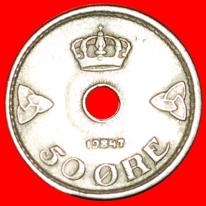  + ROSEN (1926-1949): NORWEGEN ★ 50 OERE 1947 Haakon VII. (1905-1957)! OHNE VORBEHALT!   