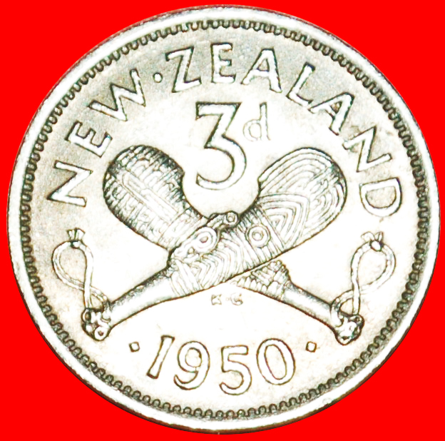  + WAFFE: NEUSEELAND ★ 3 PENCE 1950 RARITÄT! OHNE VORBEHALT! Georg VI. (1937-1952)   