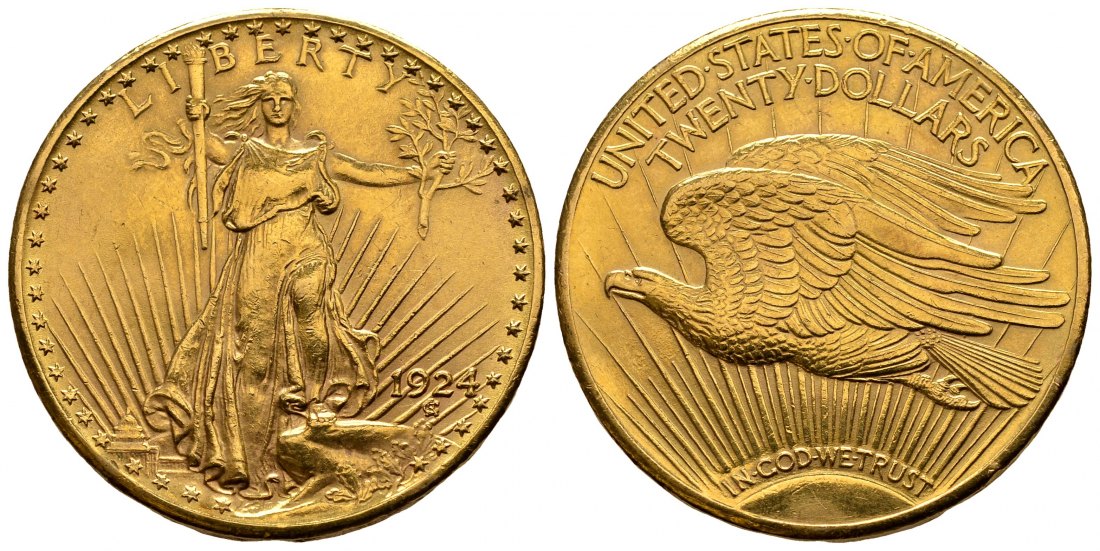 PEUS 2305 USA 30,1 g Feingold 20 Dollars GOLD 1924 Sehr schön +