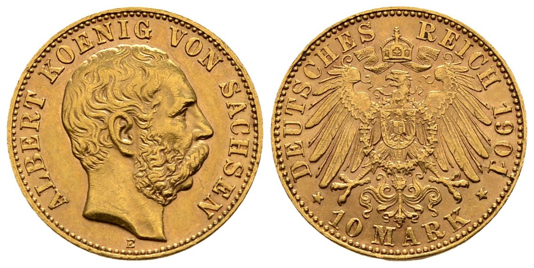 PEUS 2320 Sachsen - Kaiserreich 3,58 g Feingold. Albert (1873 - 1902) 10 Mark GOLD 1901 E Sehr schön +