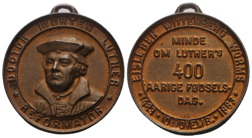  Martin Luther, 1883, Eisenguss bronziert; 107,08 g, Ø 62 mm   