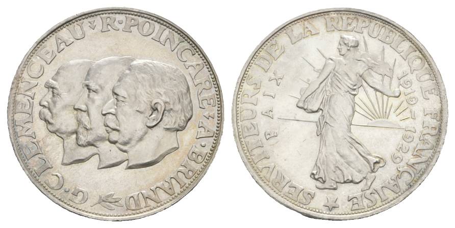  Frankreich 1929; Silbermdaille 800 AG ;19,83 g Ø 35 mm   