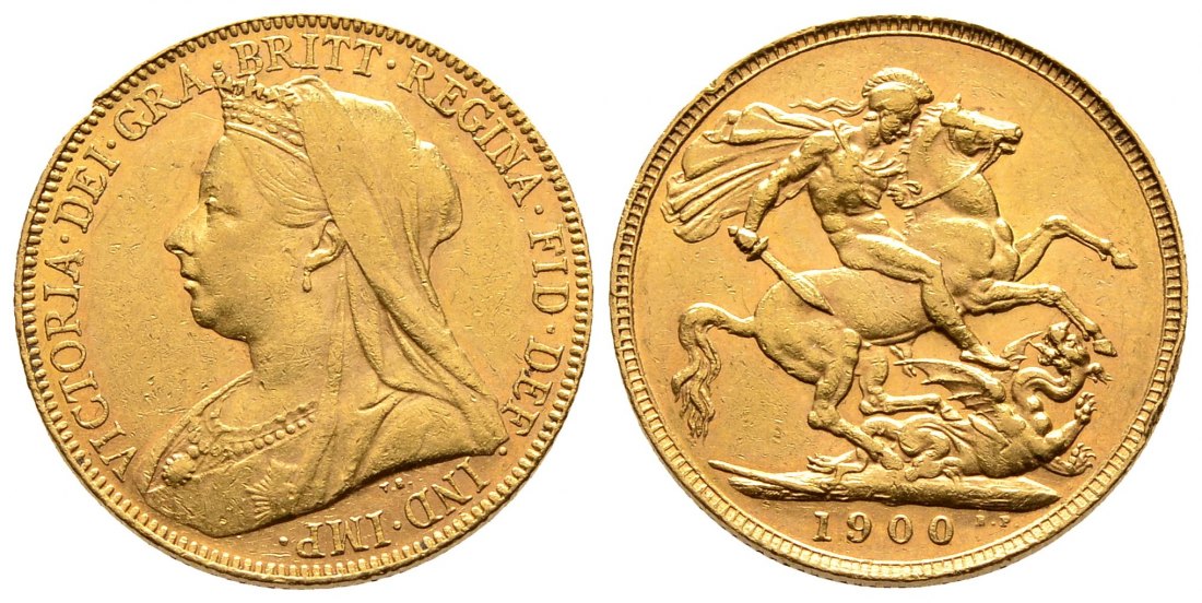 PEUS 2330 Grossbritannien 7,32 g Feingold. Victoria (1837 - 1901) mit Witwenschleier Sovereign GOLD 1900 Sehr schön