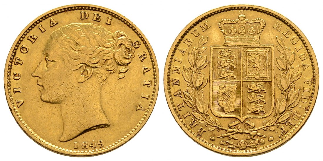 PEUS 109595 Grossbritannien 7,32 g Feingold. Victoria (1837 - 1901) Sovereign GOLD 1849Seltenes Jah Sehr schön