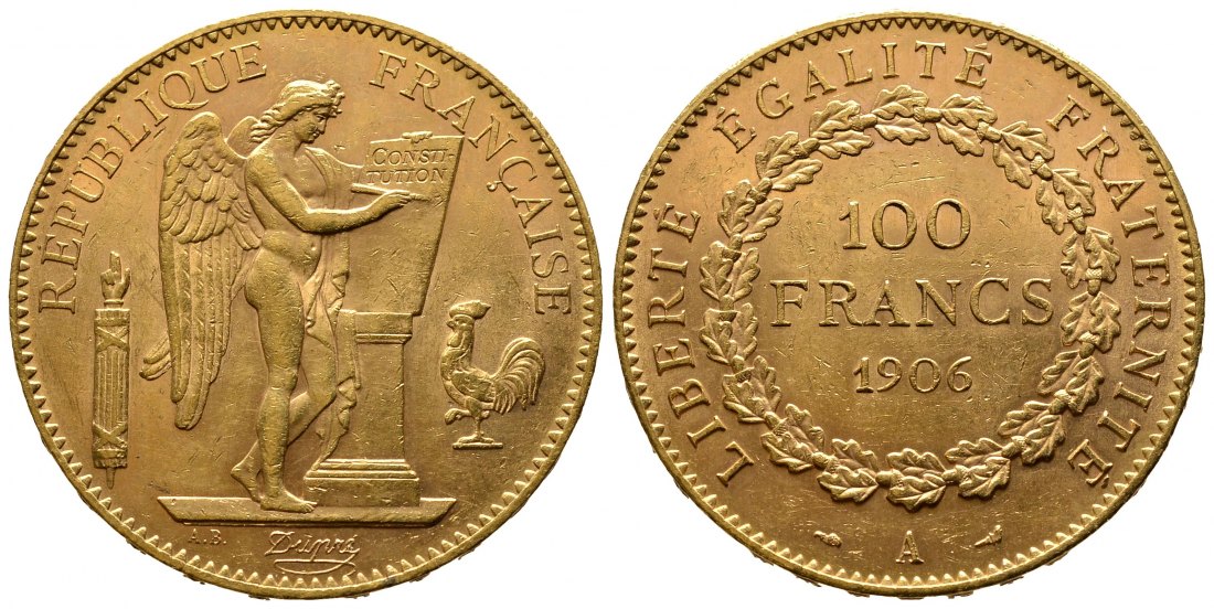 PEUS 108897 Frankreich 29,03 g Feingold. 3. Republik (1870-1940) 100 Francs GOLD 1906 A Paris Sehr schön