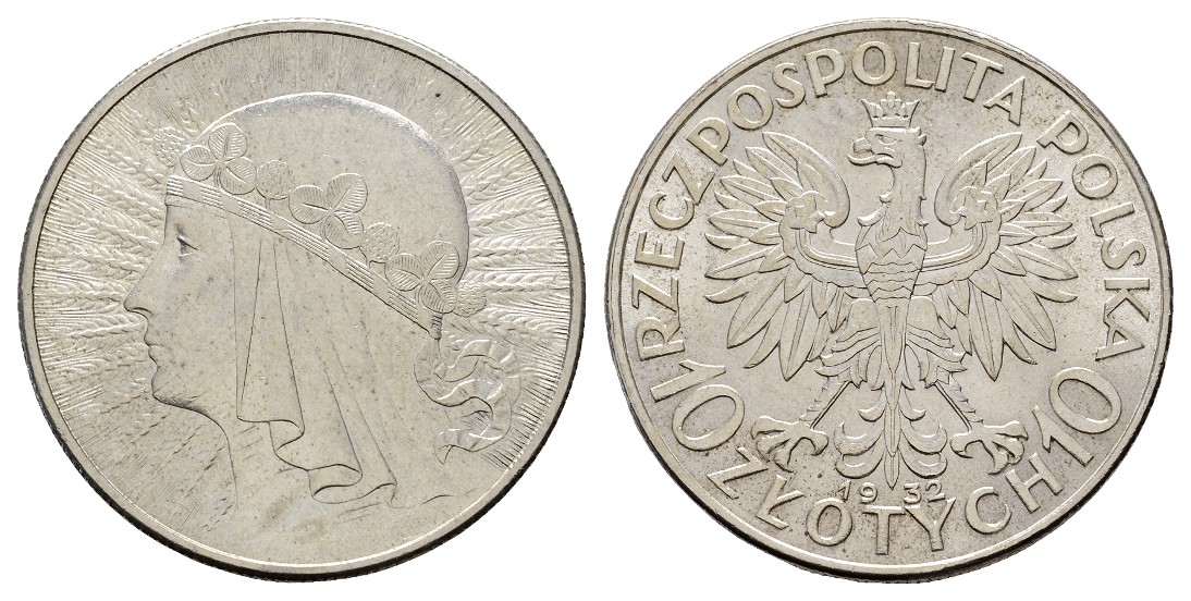  Linnartz Polen 10 Zloty 1932 ss+   
