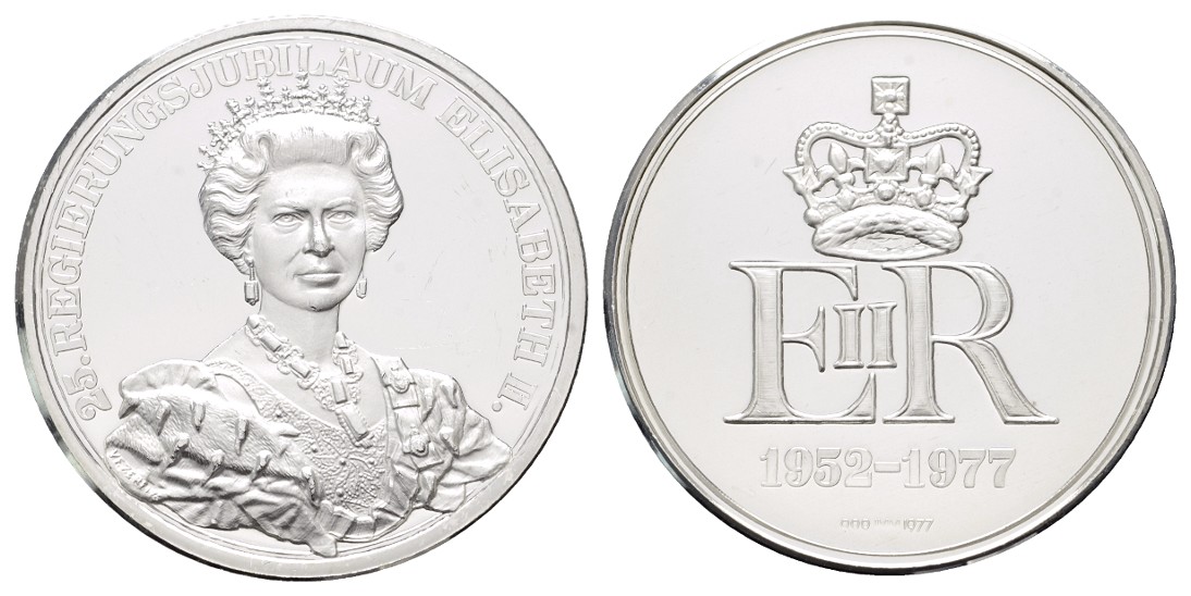  Linnartz Großbritannien Silbermedaille 1977 a.d. 25jährige Regierungsjubiläum Gewicht: 34,9g/999er   