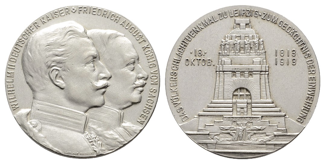  Linnartz Kaiserreich Silbermedaille 1913 Einweihung Völkerschlachtdenkmal Gewicht: 18,1g/990er v-st   