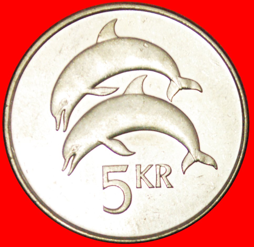 + GREAT BRITAIN DOLPHINS (1996-2008): ICELAND ★ 5 CROWNS 1999 MINT LUSTER! LOW START★ NO RESERVE!