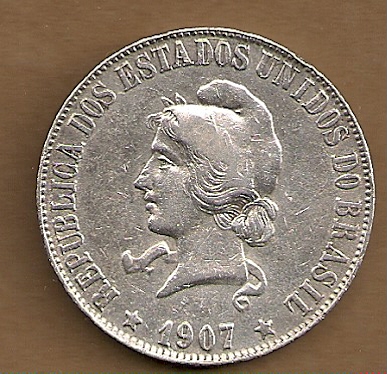  Brazil - 2000 Reis 1907  silber   