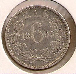  South Africa - 6 Pence 1896 silber   