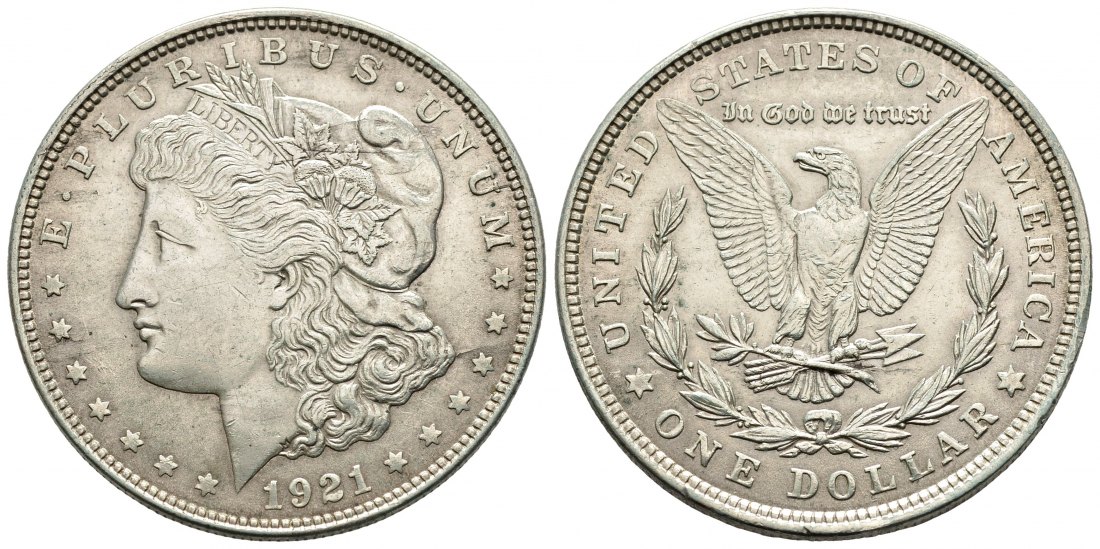 PEUS 2277 USA 24,06 g Feinsilber. Morgan Dollar SILBER 1921 Sehr schön