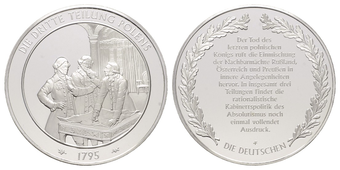  Linnartz Polen Silbermedaille o.J. a.d. dritte Teilung Polens PP Gewicht: 24,3g/925er   