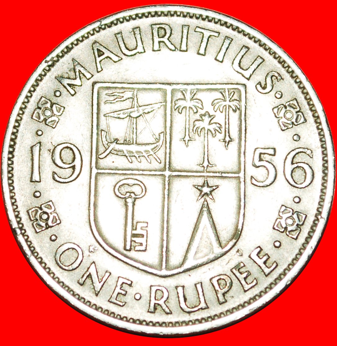  + SHIP: MAURITIUS ★ 1 RUPEE 1956! LOW START ★ NO RESERVE!   