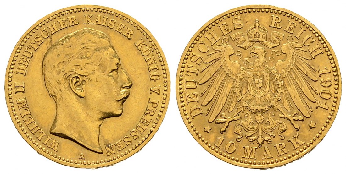 PEUS 2357 Preußen - Kaiserreich 3,58 g Feingold. Wilhelm II. (1888 - 1918) 10 Mark GOLD 1901 A Sehr schön / Sehr schön +