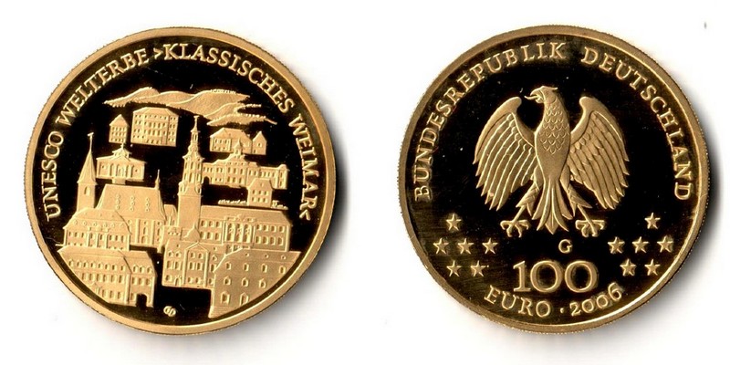 BRD  100 Euro   2006 G MM-Frankfurt  Feingold: 15,55g UNESCO Weltkulturerbe - Klassisches Weim  
