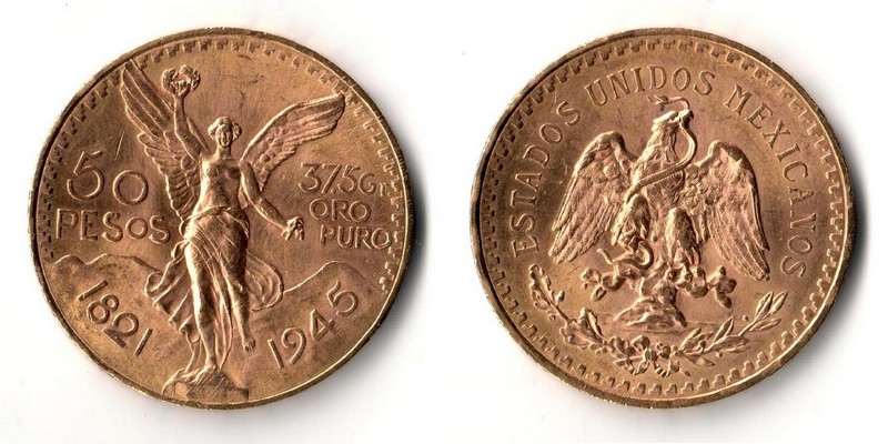 Mexiko  50 Pesos  1945 MM-Frankfurt Feingold: 37,50g   